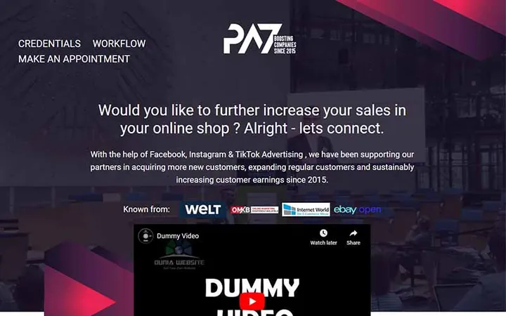 PA7 Social Advertising website, built by Xpert Solutions